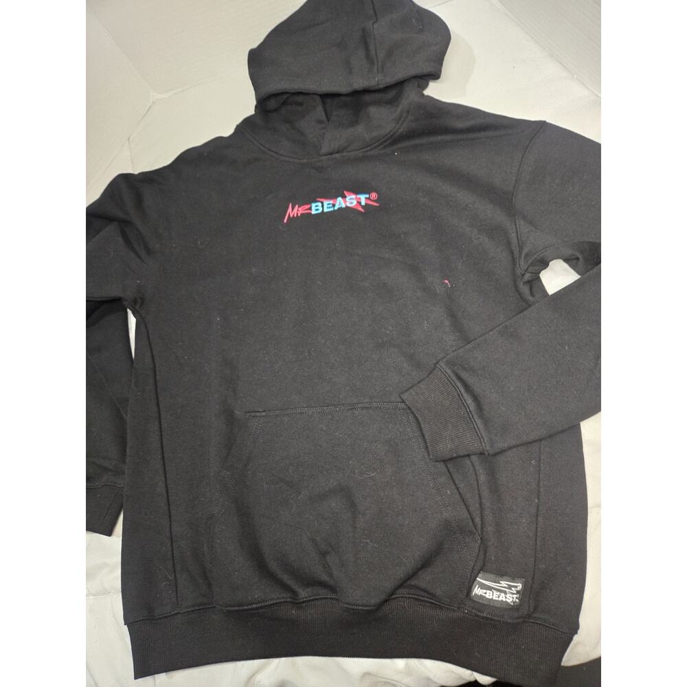 Mr Beast Hoodie Mens L Black Pullover Sweatshirt Youtuber Official Merch Cotton